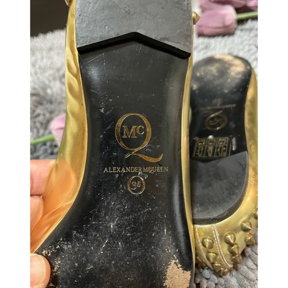 Alexander McQueen Metallic Gold Studded Flats - Picture 12 of 12